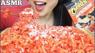 ASMR CHEESY FLAMING HOT CHEETOS MAC & CHEESE EATING SOUNDS  SAS-ASMR