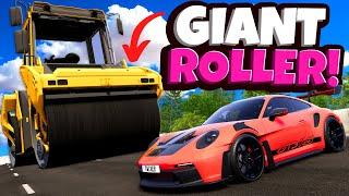 Giant Road Roller CRUSHES Expensive Cars in BeamNG Drive Mods