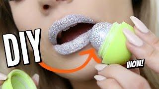 DIY EOS GLITTER LIPSTICK Viral Beauty Hack TESTED  Does it WORK?