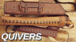 Leather Quivers for Longbow archers arrows shoulder and back quivers