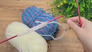 EN KOLAY ÖRGÜ ️iki renkli iki şiş örgü ️yelek hırka şal battaniye modeli knitting crochet dıy