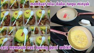 Memasak nasi kuning porsi sedikit membuat telur dadar tanpa minyak dg premium nonstick frypan MECOO