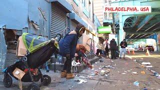 Homeless in AMERICA - Kensington Ave Philadelphia Streets of Philadelphia - Jan 12 2024