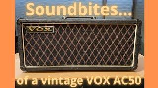 Soundsbites from a 196667 Vox AC50 video in Danish