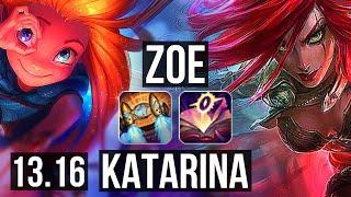 ZOE vs KATARINA MID  1305 Rank 3 Zoe Legendary  TR Grandmaster  13.16