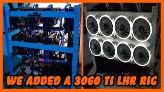 Our First Rig is Up and Mining in the GPURisers Mining Bunker -  8 GPU 3060 Ti LHR Rig