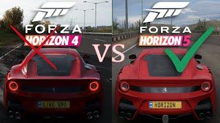 Forza Horizon 5 vs 4 gameplay and engine sounds comparison Ferrari F12TDF