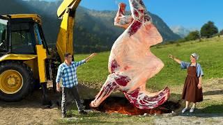 Roasting a Huge Whole Camel in the Pit Secret Recipe for the Most Delicious Meat Weve Tasted