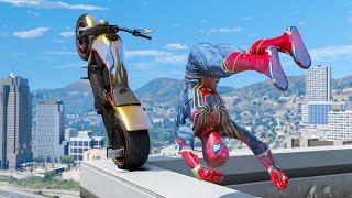 GTA 5 Iron SPIDERMAN Bike Ragdolls Compilation Euphoria Physics Showcase Ep 36