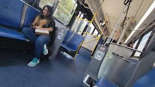 Pretty Latina on bus caught staring at D