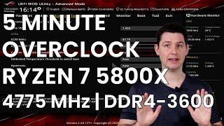 5 Minute Overclock Ryzen 7 5800X to 4775 MHz