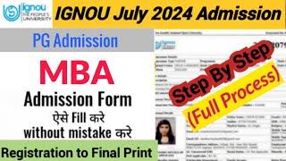 Ignou July 2024 Admission Process  IGNOU MBA Admission Form fill up Online 2024 Full Details