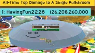 World Record Destroying a Level 26 Rare Puffshroom 126B hp  Bee Swarm Simulator