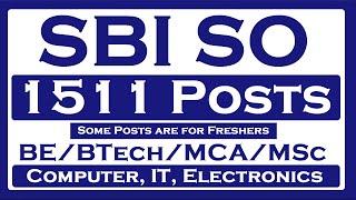 SBI SO recruitment 1511 Posts