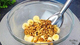 ¡Bate el plátano y las nueces ¡Te sorprenderás ¡Solo 3 ingredientesSin AzúcarSin Harina