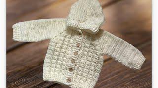 How to crochet a hooded jacket  كروشيه جاكيت للاطفال