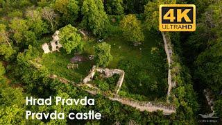 Zřícenina hradu Pravda dronem Lounsko - 4K