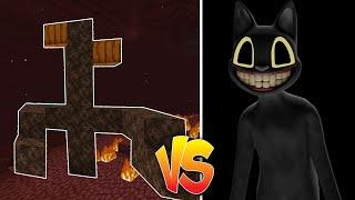 Siren Head vs Cartoon Cat in nether in minecraft