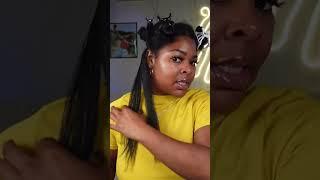 Using a straightening brush on my natural hair #straighteninghair #naturalhairtutorial #naturalhair