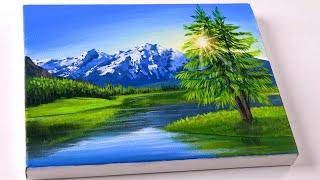 Acrylic Landscape Painting Tutorial  Easy for Beginners