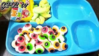 ASMR GUMMI EYE BALL & BANANA SOUR GUMMI #asmr #satisfying  #gummy  #shorts