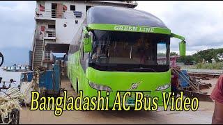 Five Beautiful AC Bus load unload by ferry from paturia ferry ghat