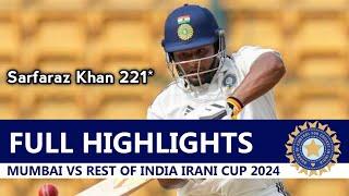 Mumbai vs Rest of India Full Highlights Day 2 Irani Cup 2024  MUM VS ROI