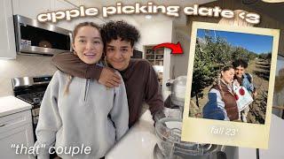 Becoming THAT couple for a day  Apple picking matching couple vlog