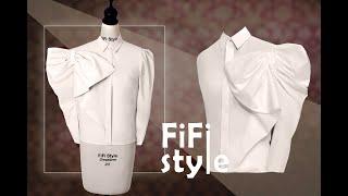 FiFi Style  Thiết kế áo sơ minơ 3D tay phồng