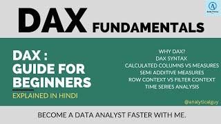 Power BI - Understanding DAX functions for Beginners in HINDI  End-to-End DAX Tutorial  Interview