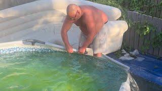DO NOT TRY this pool draining method if your yard is connected to neighbors house  WooGlobe