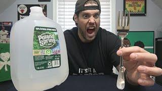 Fastest Time To Drink A Gallon Of WATER Using A Fork  L.A. BEAST