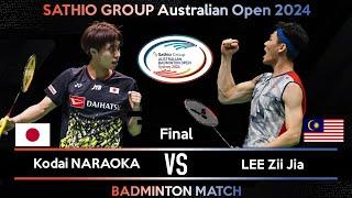 FINAL  Kodai NARAOKA JPN vs LEE Zii Jia MAS  Australian Open 2024 Badminton