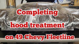 Completing hood treatment on 49 Chevy Fleetline