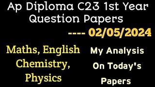 ap diploma C23 1St year question papers for all branches diploma C23 1st year questions analysis