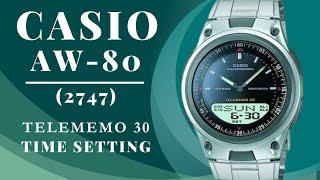 How to setting time Casio AW-80 2747 Telememo 30 Time setting #watchservicebd