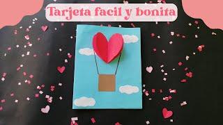 Tarjeta con globo aerostático  Manualidades para San Valentín