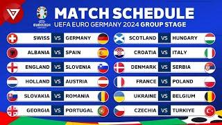 UEFA EURO 2024 FIXTURES - Match Schedule UEFA Euro Germany 2024 Group Stage Full Fixtures