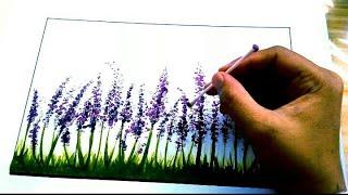 TUTORIAL MELUKIS BUNGA LAVENDER II watercolor painting ll menggunakan catton bud ll ep.3