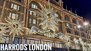 London Christmas Lights Windows Shopping Harrods & Harvey Nichols  London Walk 2022 4K HDR