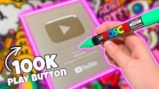 Drawing a DOODLE on my 100k SUBSCRIBER PLAY BUTTON BOX with Posca Markers #youtubecreatorawards