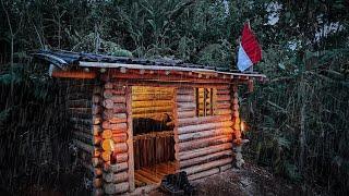 Build a cozy and warm cottonwood shelterSolo camping-Bushcraft