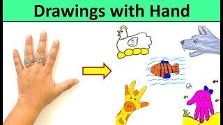 Easy drawing tricks with Hand  Very Easy Drawings with Hand  Step by step #drawing #art