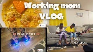 WORKING MOM VLOG  WORK HOMEWORK COOKING   VLOGTOBER DAY 2