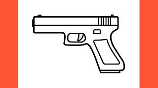 How to draw a PISTOL easy  drawing glock 17 gun step by step