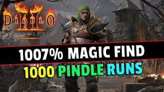 Barb with HUGE Magic Find 1007%  Horking rarest items 1000 Pindle runs - Diablo 2 resurrected