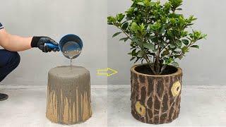 How to make a tree-shaped flower pot from cement