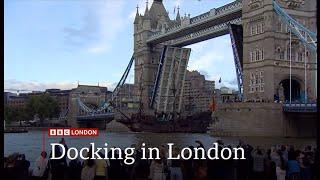 Huge Spanish warship measuring 55 metres sails along the River Thames in London UK  23Sep2024