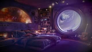 Cosmic Space Bedroom‍ Fall asleep in Cozy Spaceship Orbiting Planet  Calm White Noise for Sleep 