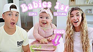 BABY SKYES FIRST TIME EATING FOOD *Too Cute*